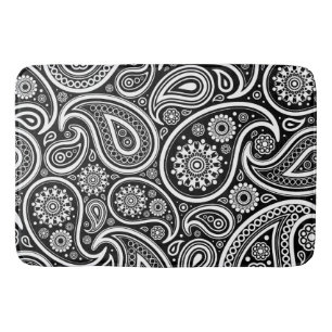 Tapete De Banheiro Paisley Pattern, Persa Paisley, Preto e Branco