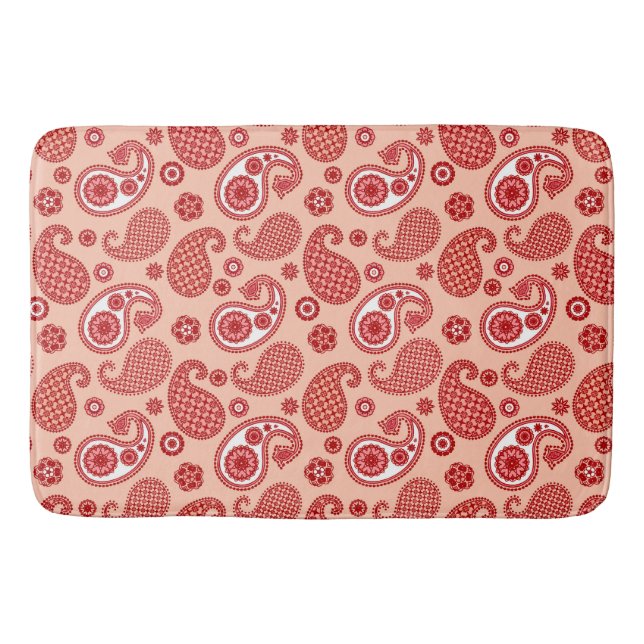 Tapete De Banheiro Paisley Pattern, Shades de Laranja Coral (Frente)