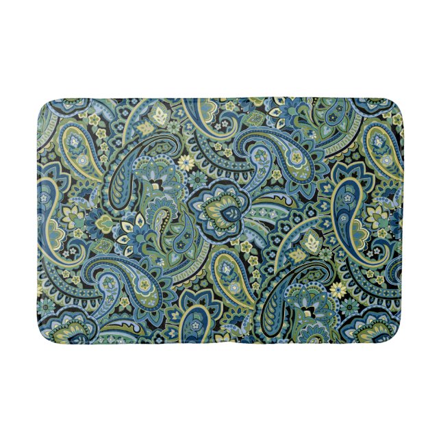 Tapete De Banheiro Paisley Verde Floresta (Frente)
