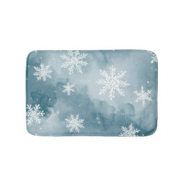 Tapete De Banheiro Pale Blue Snowflakes Watercolor Winter