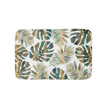 Palha, folhas tropicais com padrão dourado, pincel