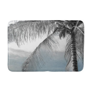 Tapete De Banheiro Palmeira Coco Branco Elegante Paraíso de Praia