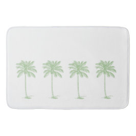 Tapete De Banheiro Palmeiras de Palma Verde e Branca