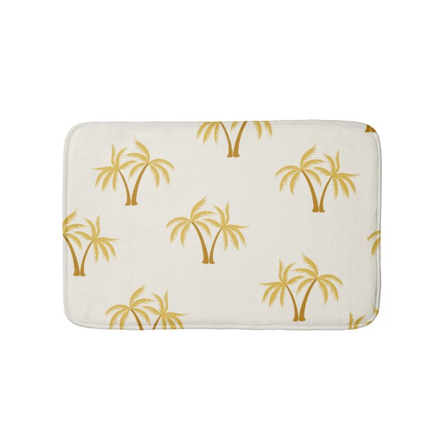 Tapete De Banheiro Palmeiras Douradas: Têxtil Tropical. (frente)