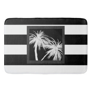 Tapete De Banheiro Palmeiras Tropicais Preto e Branco Chic Moderno