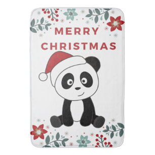 Tapete De Banheiro Panda Natal Neve Animais de inverno Pandas Bath Mã