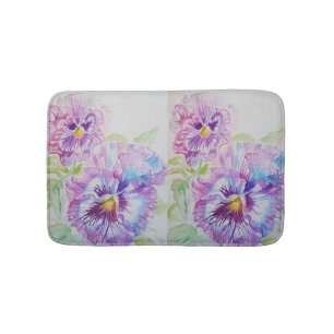 Tapete De Banheiro Pansy Watercolor Pansies floral Bath Mat