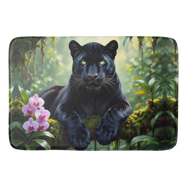 Tapete De Banheiro Pantera Negra na Selva (Frente)