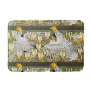 Tapete De Banheiro Papagaio Cacatua Verde Salvia Vintage Arte Magnóli
