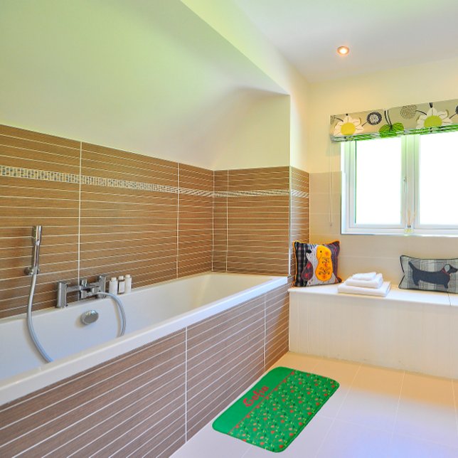 Tapete De Banheiro Papagaio verde de papoila-de-flor-selvagem (Criador carregado)