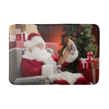 Papai Noel checando sua lista Bath Mat