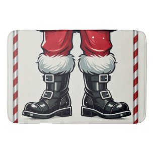 Tapete De Banheiro Papai Noel Legal de Botas Pretas Feriado de Natal
