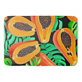Tapete De Banheiro Papaya e Folhas Novo Padrão