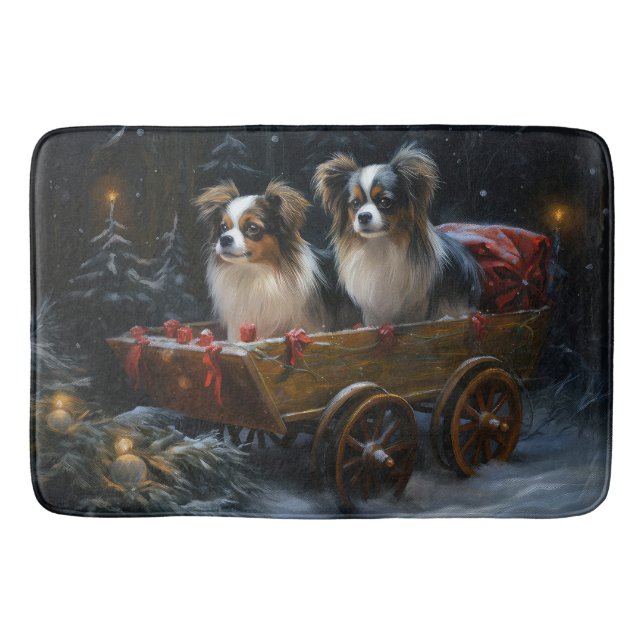 Tapete De Banheiro Papillon Snowy Sleigh Decoração de Natal (Frente)