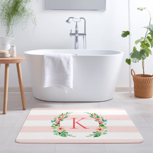 Tapete De Banheiro Paradise Floral e Stripes Monograma