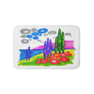 Tapete De Banheiro Paraíso Pop Art – Paisagem Gráfica Ousada