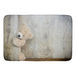 Tapete De Banheiro Parede de Madeira Rústica De Urso Bastante Enchido