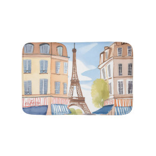 Tapete De Banheiro Paris França Torre Eiffel Aquarela Viagem