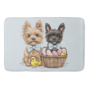 Tapete De Banheiro Páscoa Yorkshire Terrier Dogs