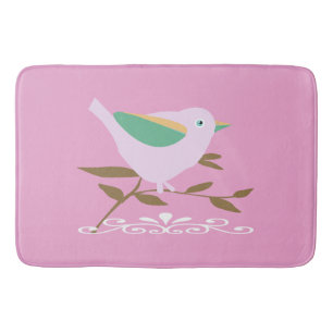 Tapete De Banheiro Pássaro cor-de-rosa bonito