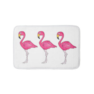 Tapete De Banheiro Pássaro Flamingo Quente Rosa de Paraíso Tropical