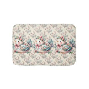 Tapete De Banheiro Pássaro Folclórico Floral com Charme Pastel Boho