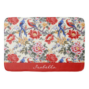 Tapete De Banheiro Pássaro Vermelho Azul Cor-de-rosa-rosa com comida