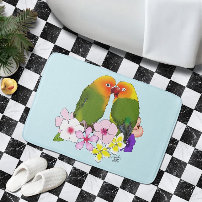 Tapete De Banheiro Pássaros Amorosos Flores Tropicais Pássaro Românti (Criador carregado)