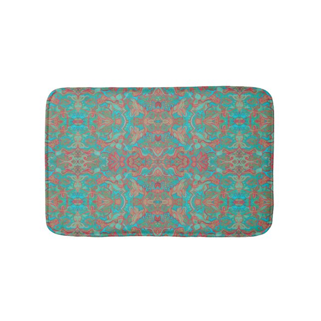 Tapete De Banheiro Pássaros árabes Bohemian Boho Turquoise (frente)