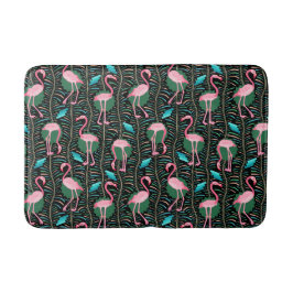 Tapete De Banheiro Pássaros Flamingo Rosa 20s Deco Ferns Padrão Preto