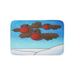 Tapete De Banheiro Pássaros Robin do Natal