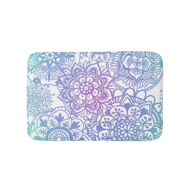 Tapete De Banheiro Pastel Blue e Purple Mandala - Matador de Banheira (frente)