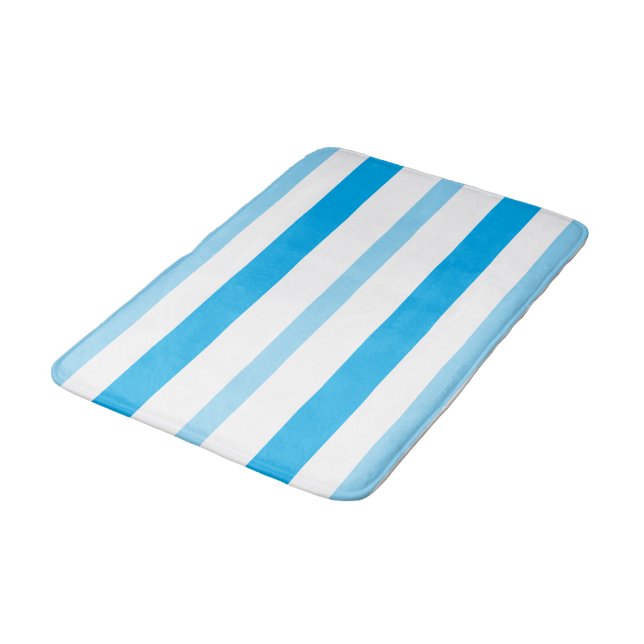 Tapete De Banheiro Pastel Blue White Summer Stripes (Angulado)