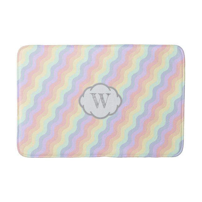 Tapete De Banheiro Pastel Rainbow Waves Bath Mat (Frente)