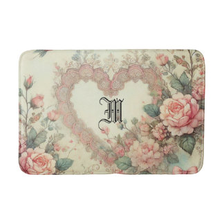 Tapete De Banheiro Pastos Florais Boho Água-marinha Vintage Corações