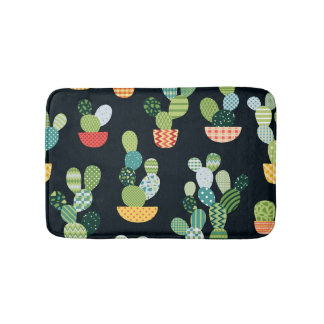 Tapete De Banheiro Patchwork Cactus Vegetais sem Olhos Padrão