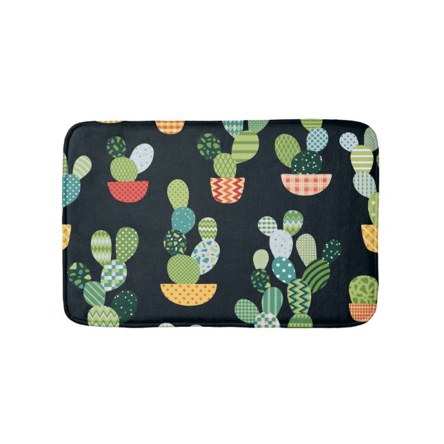 Tapete De Banheiro Patchwork Cactus Vegetais sem Olhos Padrão (frente)