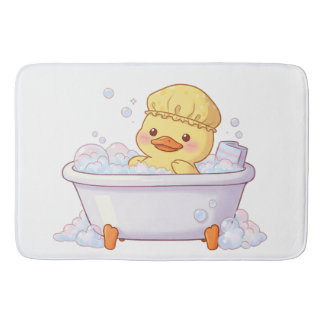 Tapete De Banheiro Pato Fofo Tomando Banho de Espuma