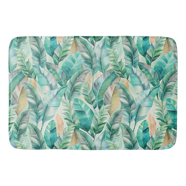 Tapete De Banheiro Pattern Boho Bananas Leaves (Frente)