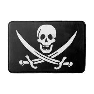 Tapete De Banheiro Pavilha de Sinalizador Pirata com Espadas Cruzadas