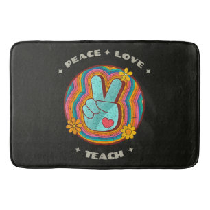 Tapete De Banheiro Paz Amor Ensinar Vintage Retro 70s Hippie