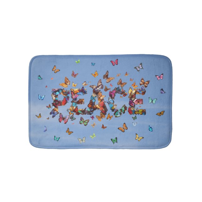Tapete De Banheiro PEACE Blue Sky Butterflies | Motivational Hope Joy (frente)