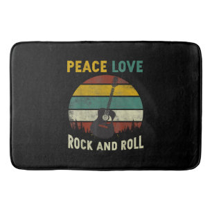 Tapete De Banheiro Peace Love & Rock & Roll Guitar Player V