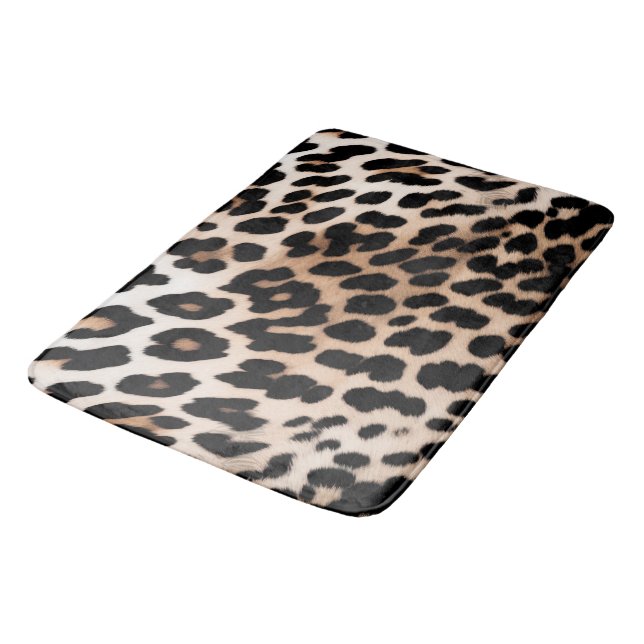 Tapete De Banheiro Peach Black Cream Lepard Animal (Angulado)