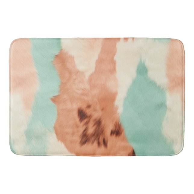 Tapete De Banheiro Peach Cream Mint Cowgirl Cowhide (Frente)
