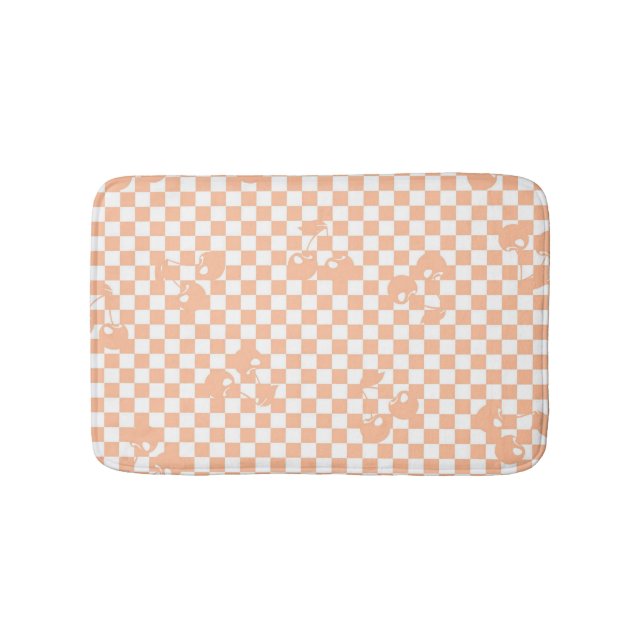 Tapete De Banheiro Peach Fuzz Cherry Gingham Patterno (frente)