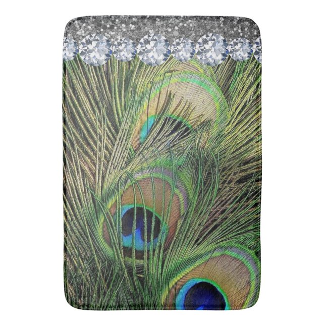 Tapete De Banheiro Peacock Dourado do Interior Glitter (Frente Vertical)