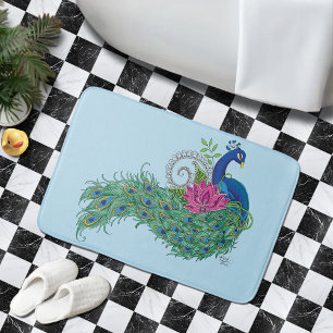 Tapete De Banheiro Peacock e Lotus