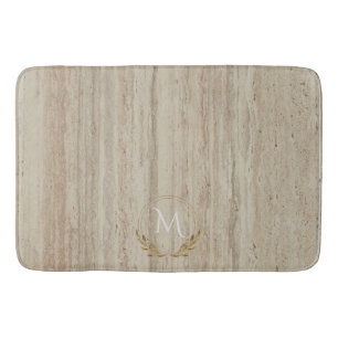 Tapete De Banheiro Pedra Marble de Traverine de Cerca de Monograma Pe