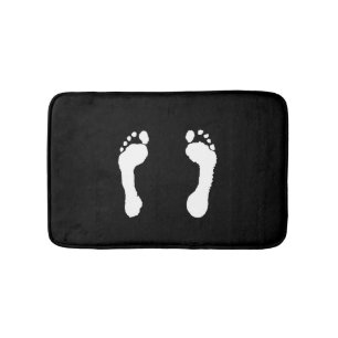 Tapete De Banheiro Pegadas Branco-Carimbadas (preto)